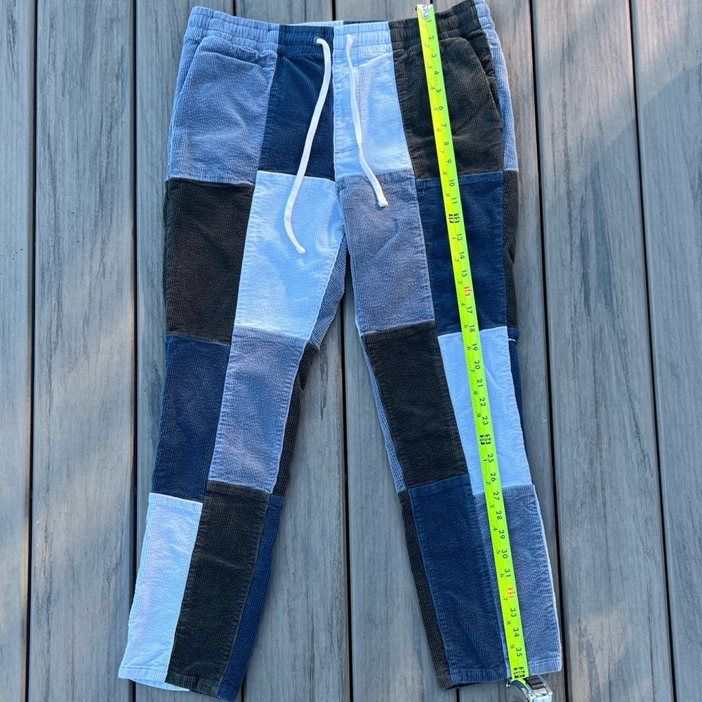 PacSun; Blue/Grey; Corduroy Patchwork Pants; Regular/Tapered; Unisex; Slim Med - Picture 4 of 9